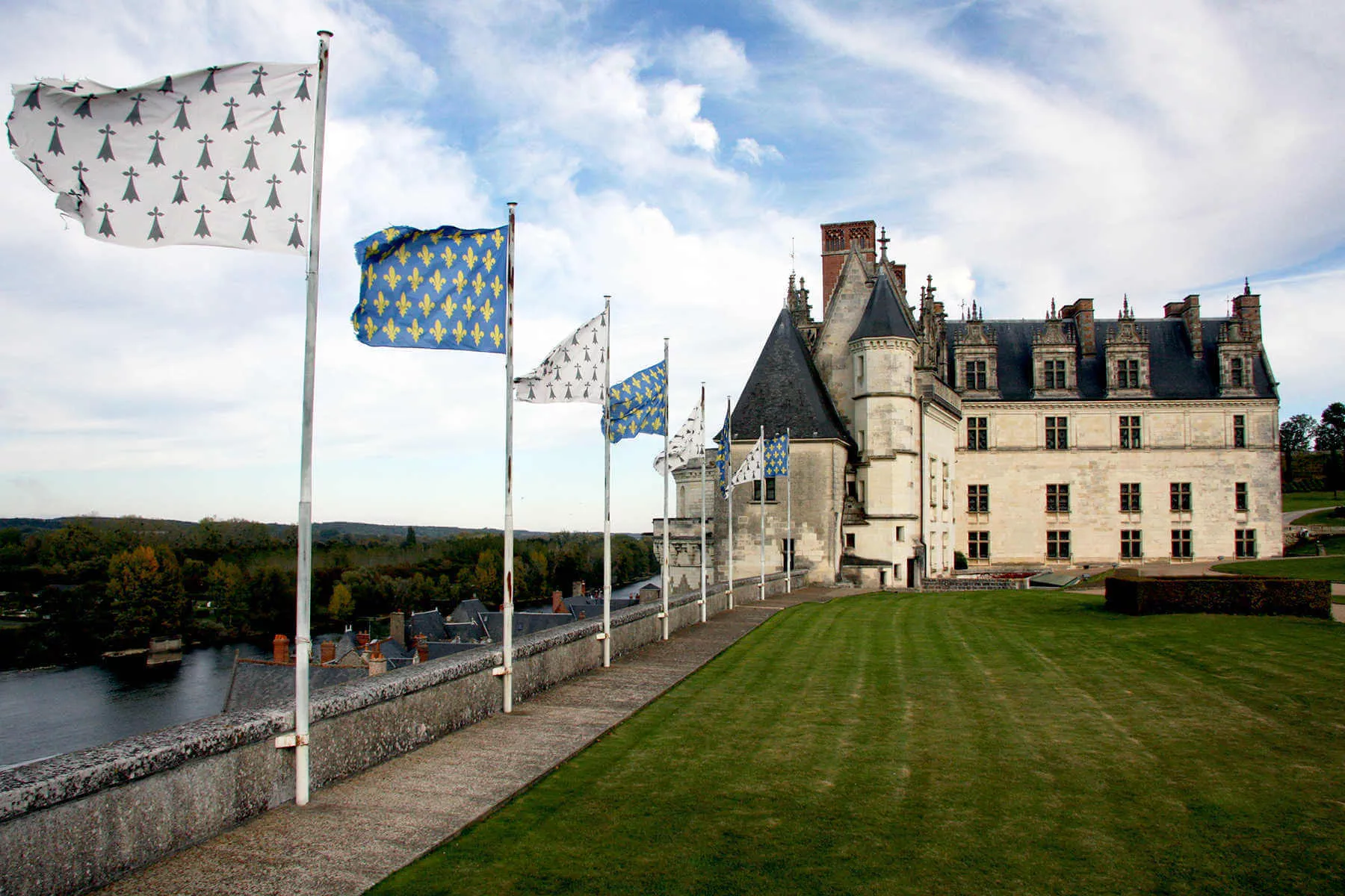 The Château d'Amboise, home to several French kings, was built on a strategic site next to the Loire RiverThe Château d'Amboise, home to several French kings, was built on a strategic site next to the Loire River