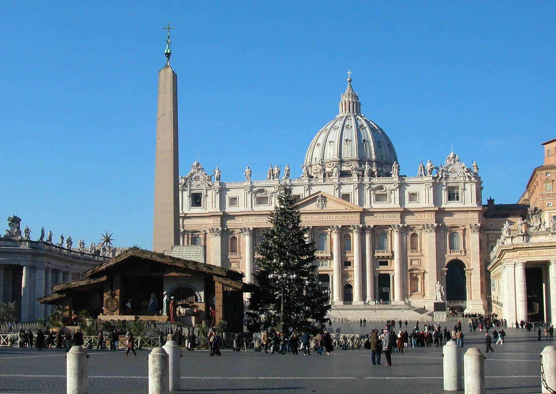 The tree lighting in front of St. Peter's Basilica takes place in mid-December, but the life-size nativity scene isn't unveiled until Christmas Eve