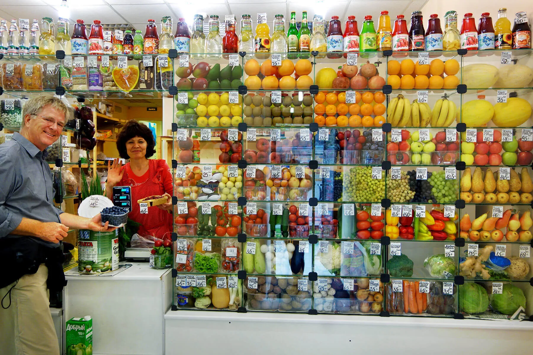 Grocery stores in St. Petersburg brim with colorful drinks, pickled goodies, fresh produce, and friendly locals