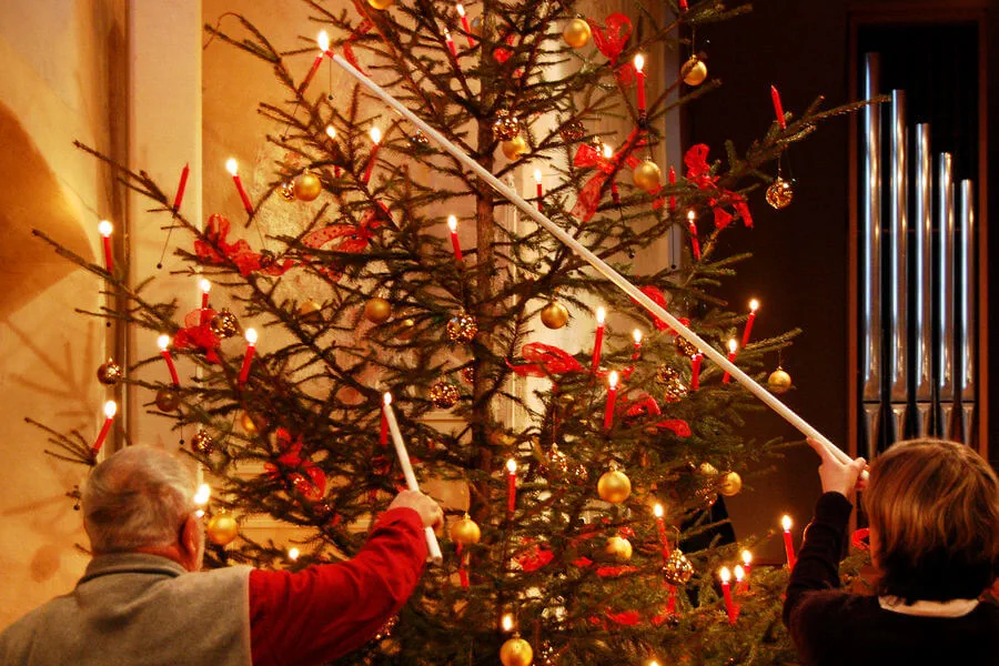 In Switzerland, some families still use real candles to adorn their Christmas tree
